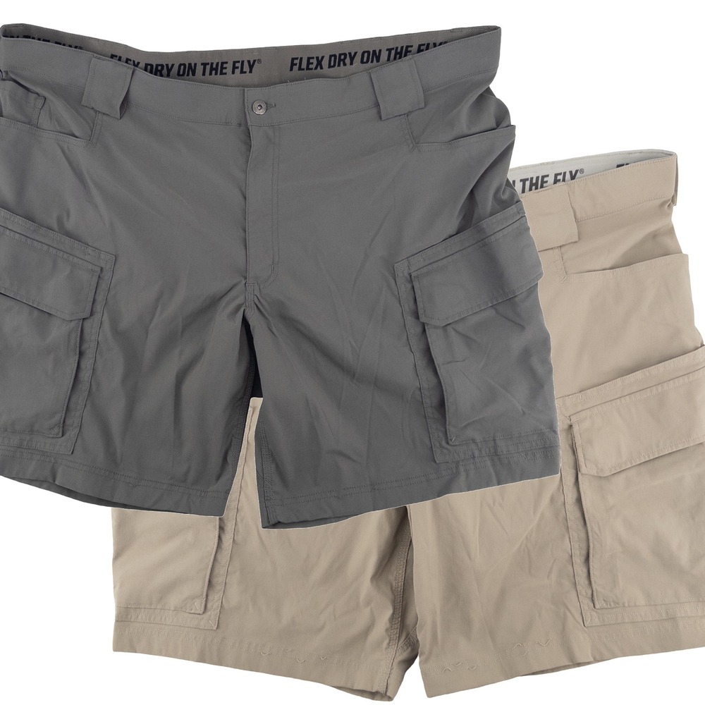 LOT OF 2 Duluth Trading Co Mens 46 Flex Dry‎ on the Fly Cargo Shorts Gray Tan
